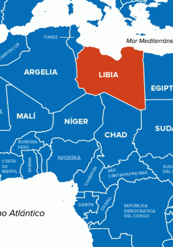 Mapa de Libia flujos mixtos migraciones