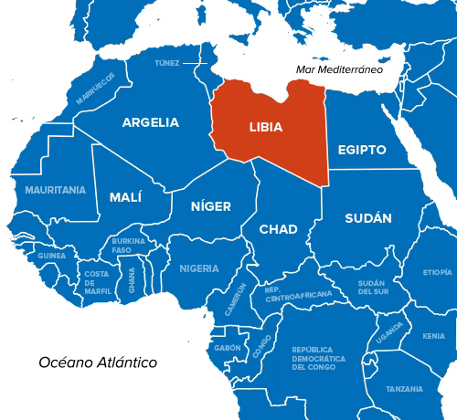 Mapa de Libia flujos mixtos migraciones