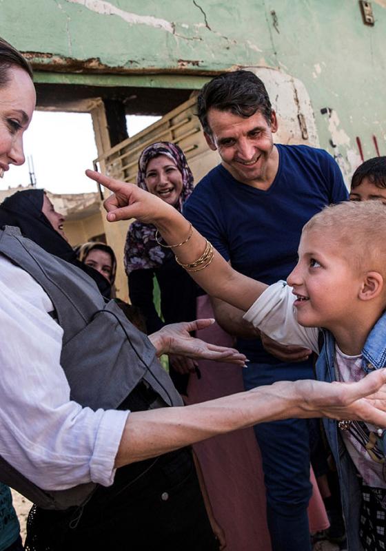 Angelina Jolie con los refugiados