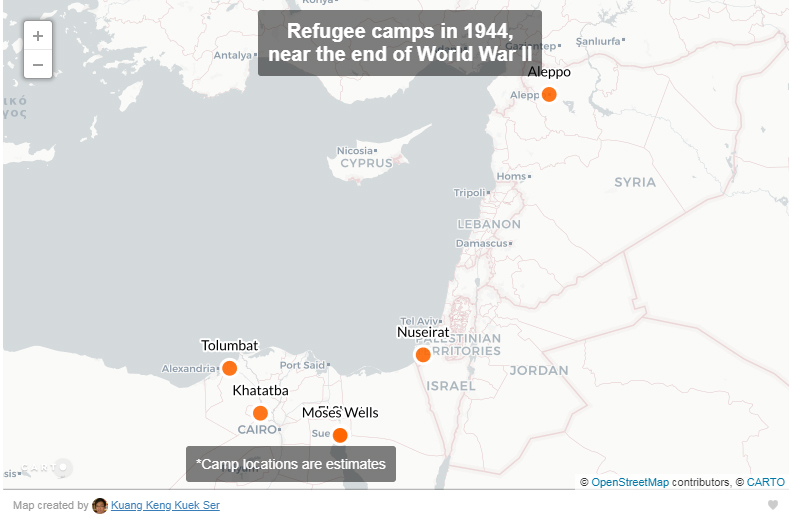 Mapa de campos de refugiados en la II Guerra Mundial