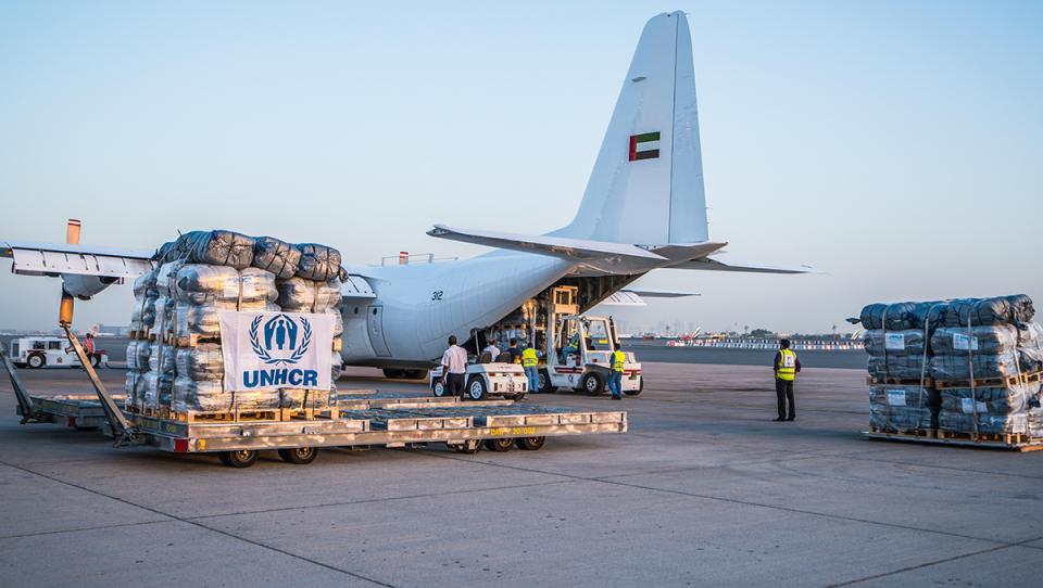 Sale de Dubai el cargamento con materiales de ayuda humanitaria más grande de ACNUR para desplazados Sirios 