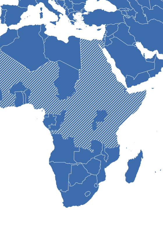 Mapa de África países en los que trabaja ACNUR.