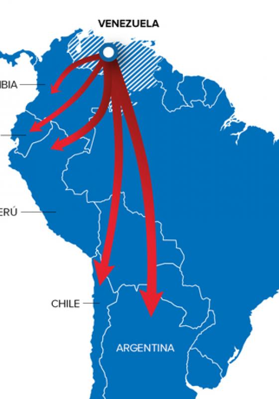 Donde emigran los venezolanos mapa